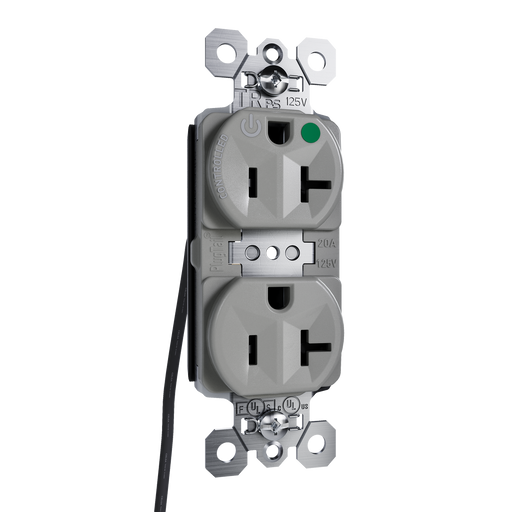 Pass and Seymour Plugtail Tamper-Resistant Half Controlled Duplex Receptacle 20A 125V Hospital-Grade Gray (PTTR8300CHGRY)