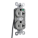 Pass and Seymour Plugtail Tamper-Resistant Half Controlled Duplex Receptacle 20A 125V Hospital-Grade Gray (PTTR8300CHGRY)