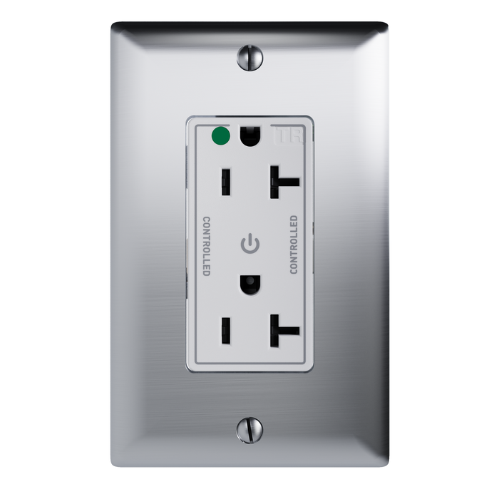 Pass and Seymour Tamper-Resistant Decorator Duplex Receptacle Dual Controlled 20A 125V Hospital-Grade White (TR26362HGCDW)