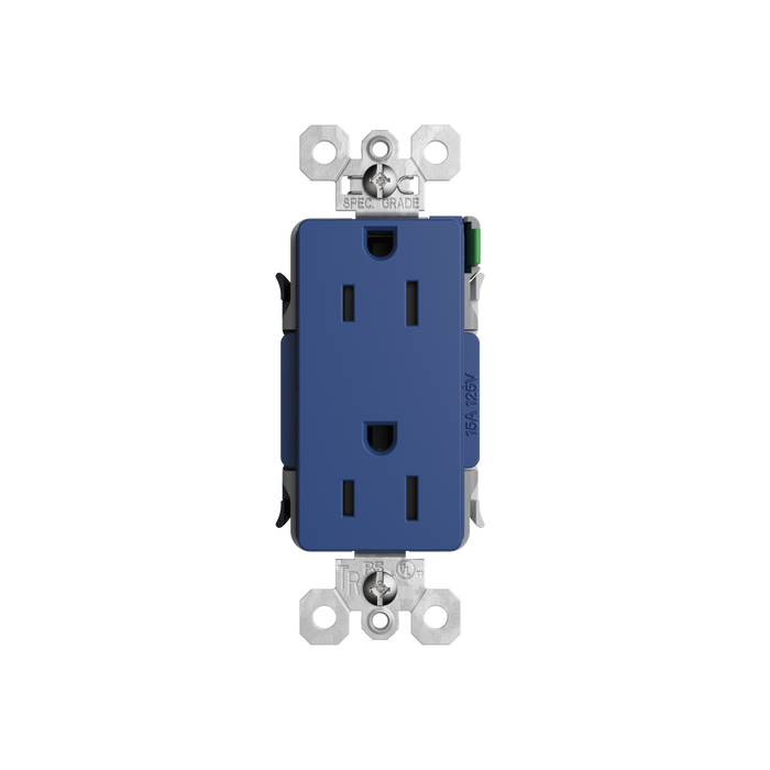 Pass and Seymour Powerhold Decorator Receptacle 15A/125V Blue (TR26242DVSBL)
