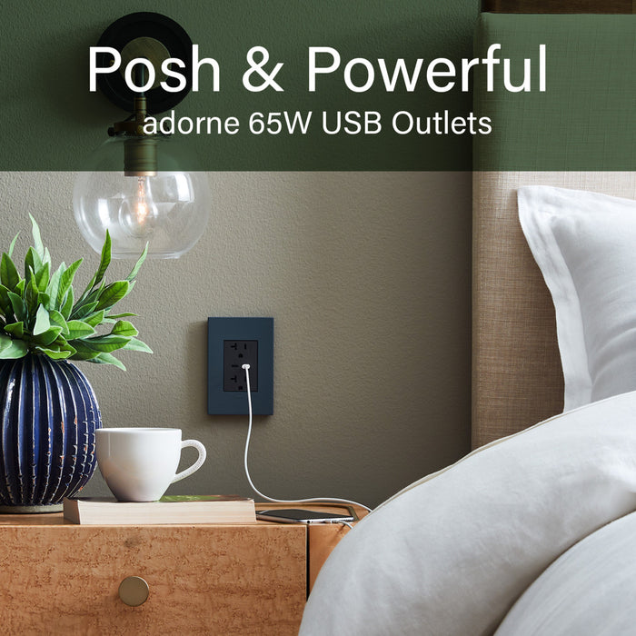 Pass and Seymour Adorne 65W USB Outlet Plus-Size Type C 20A Tamper-Resistant Graphite (ARTRUSB20PD65G4)