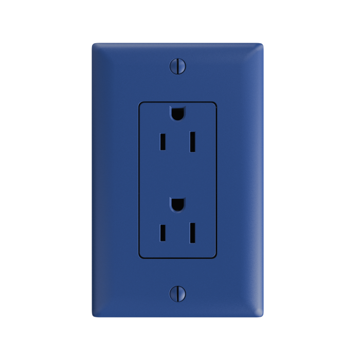 Pass and Seymour Powerhold Decorator Receptacle 15A/125V Blue (TR26242DVSBL)
