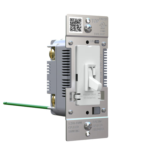 Pass and Seymour Trademaster Toggle Slide LED Dimmer 150W Single Pole 3-Way White (TSDL153PW)