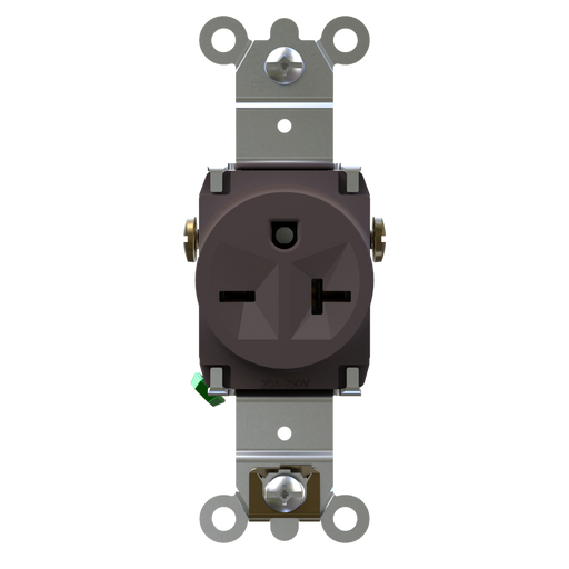 Pass and Seymour Tamper-Resistant Single Receptacle 20A/250V Side/Back Wire Brown (TR5871)