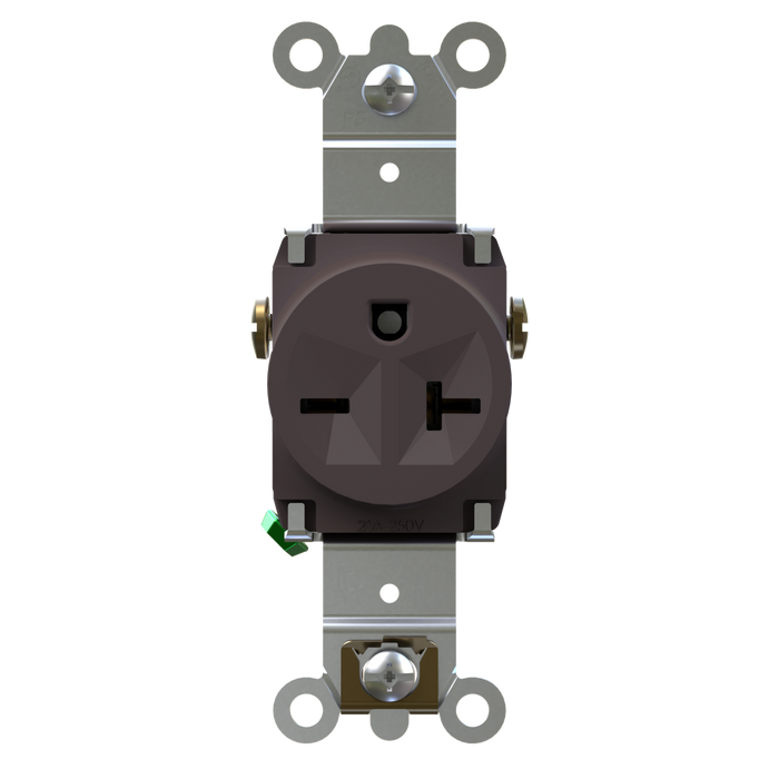 Pass and Seymour Tamper-Resistant Single Receptacle 20A/250V Side/Back Wire Brown (TR5871)