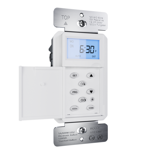 Pass and Seymour Programmable 24-Hour Astronomic Timer Switch 120V 600W 1/2 HP White (RTPA24W)