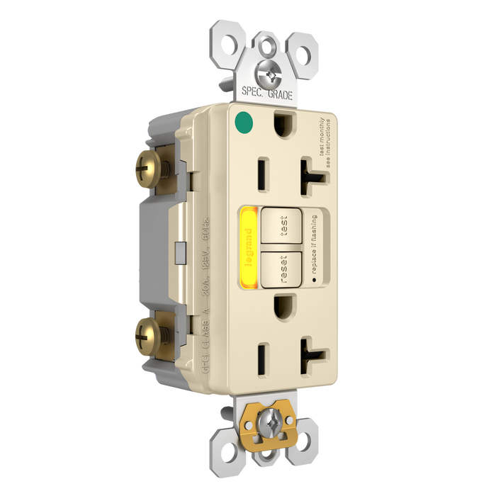 Pass and Seymour GFCI Power-Indicating Hospital-Grade Tamper-Resistant Receptacle 20A Light Almond Amber LED (2097HGTRPIAMBLA)