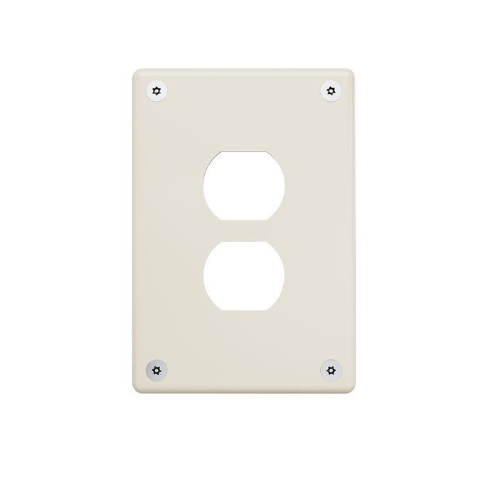 Pass and Seymour Mighty Mac WPP Series Security Wall Plate Duplex Opening 1-Gang 10-Gauge Steel Ivory Torx T-20 Head Fasteners (WPPA1D1IVYPS)