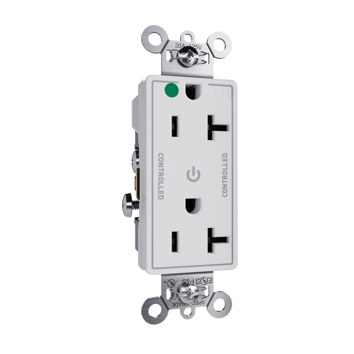 Pass and Seymour Tamper-Resistant Decorator Duplex Receptacle Dual Controlled 20A 125V Hospital-Grade White (TR26362HGCDW)