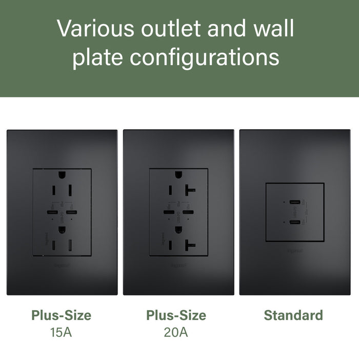 Pass and Seymour Adorne 65W USB Outlet Plus-Size Type C 20A Tamper-Resistant Graphite (ARTRUSB20PD65G4)