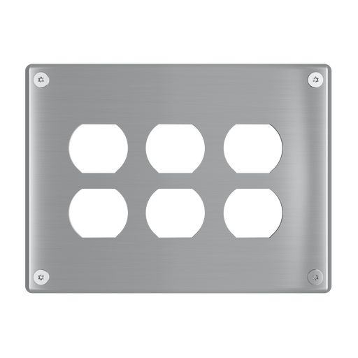 Pass and Seymour Mighty Mac WSP Series Security Wall Plate Duplex Opening 3-Gang 14-Gauge Stainless Steel Brushed Stainless Steel Torx T-20 Head Fasteners (WSP63D1PS)