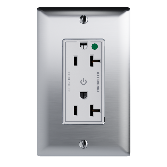 Pass and Seymour Plugtail Decorator Duplex Receptacle Dual Controlled Plugload Hospital-Grade 20A 125V White (PT26362HGCDW)