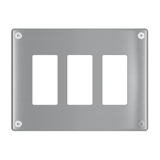 Pass and Seymour Mighty Mac WSP Series Security Wall Plate Decorator Opening 3-Gang 14-Gauge Stainless Steel Brushed Stainless Steel Allen Head Fasteners (WSP63G2PS)
