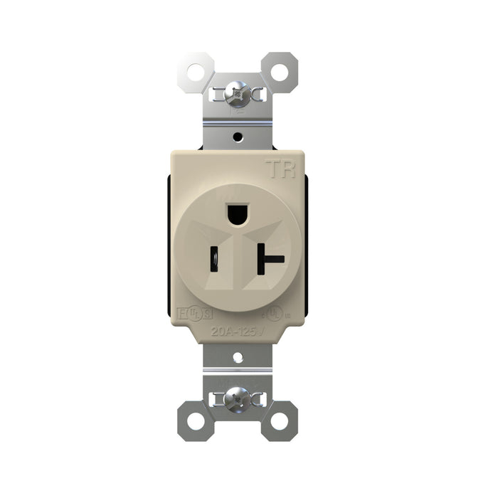 Pass and Seymour Plugtail Tamper-Resistant Receptacle Single 20A 125V Side/Back Wire Light Almond (PTTR5361LA)