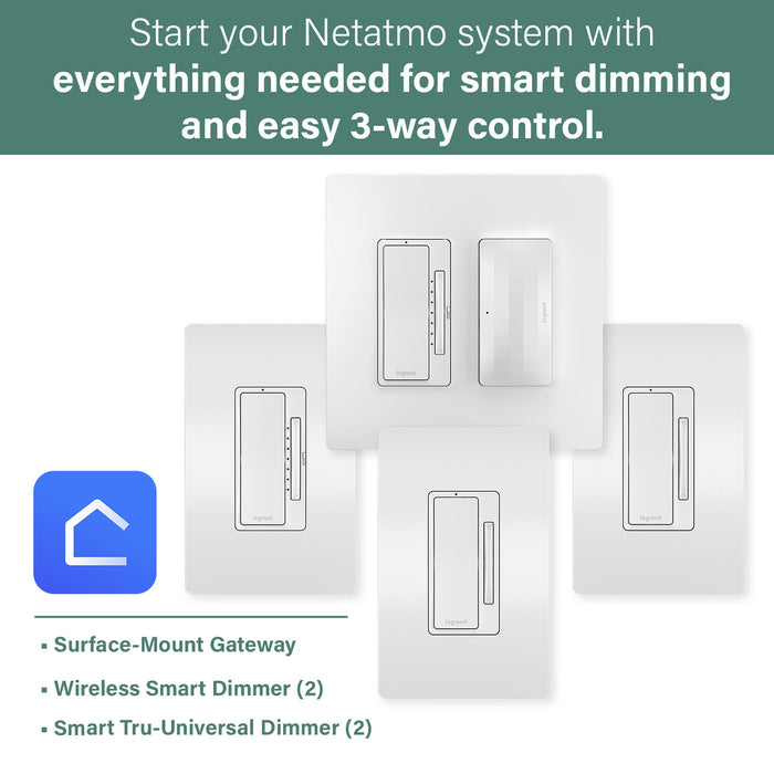 Pass and Seymour Radiant Smart 3-Way Dimmer Hub Kit Netatmo White 2-Pack (WNRKH532WH)