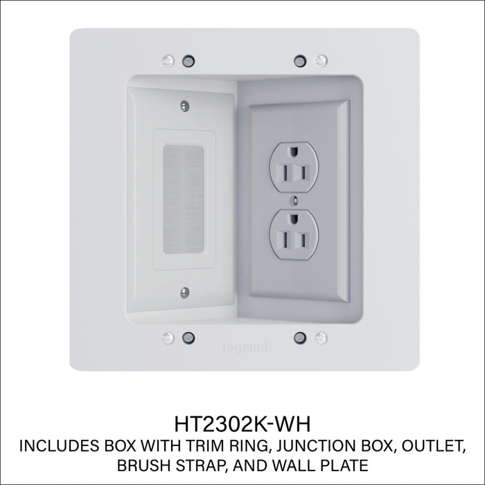 Pass and Seymour Recessed Power And LV Bracket Kit - White (HT2302KWH)