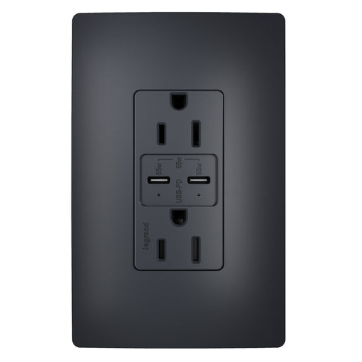 Pass and Seymour Radiant 65W USB Outlet Type C 15A Tamper-Resistant Graphite (R26USBPD65GCC6)