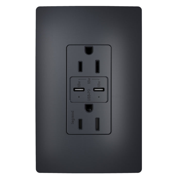 Pass and Seymour Radiant 65W USB Outlet Type C 15A Tamper-Resistant Graphite (R26USBPD65GCC6)