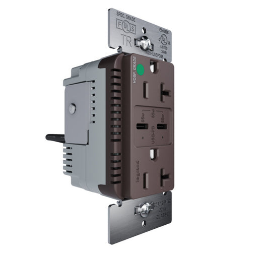 Pass and Seymour 65W Hospital Grade USB Outlet Type C 20A Tamper-Resistant Brown (TR20HUSBPD65)