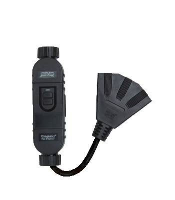 Pass and Seymour 15A Portable GFCI In-Line Field-Wireable Tri-Cord Connector Manual Reset Black (1597FTC2MBK)