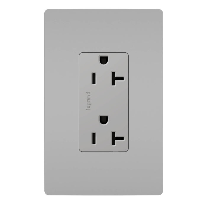 Pass and Seymour Radiant Tamper-Resistant Decorator Receptacle 20A 125V Self-Grounding Gray (885TR20SGRY)