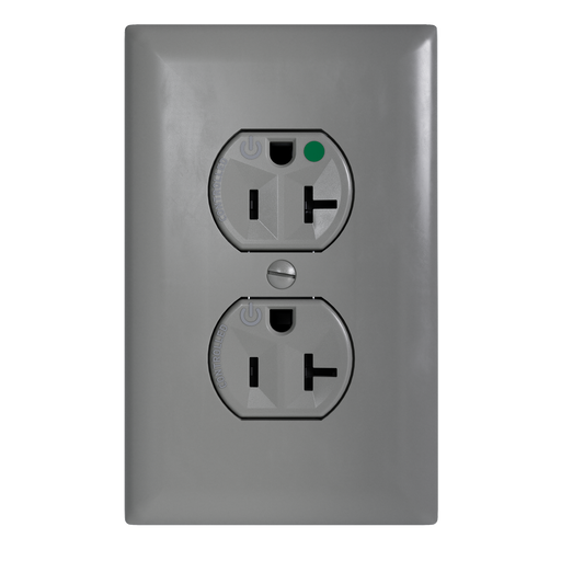 Pass and Seymour Plugtail Tamper-Resistant Dual Controlled Duplex Receptacle 20A 125V Hospital-Grade Gray (PTTR8300CDGRY)