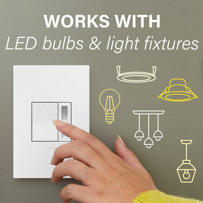 Pass and Seymour Adorne Paddle LED Dimmer 150W Single Pole 3-Way White (ADPD153LW2)