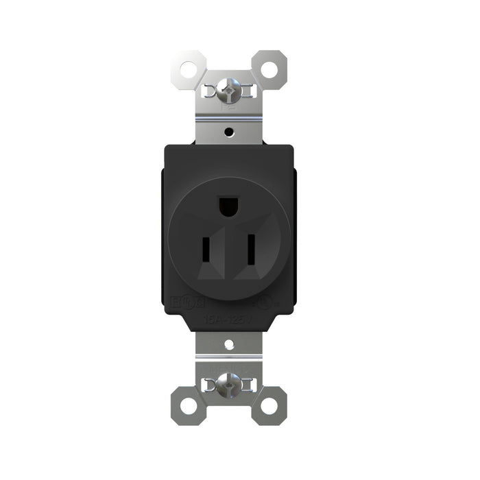 Pass and Seymour Plugtail Receptacle Single 15A 125V Side/Back Wire Black (PT5261BK)