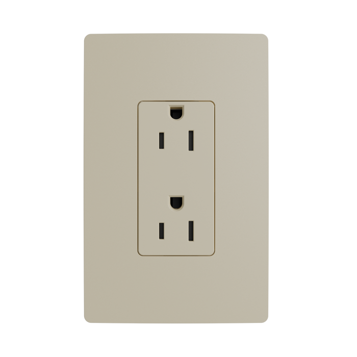 Pass and Seymour Powerhold Decorator Receptacle 15A/125V Ivory (TR26242DVSI)
