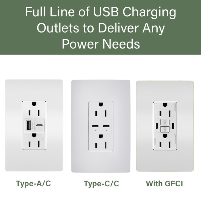 Pass and Seymour Radiant 65W Power Delivery USB Outlet Tamper-Resistant Duplex 15A Ivory (R26USBPD65I)
