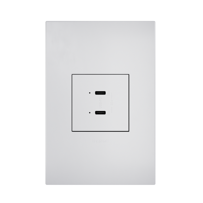 Pass and Seymour Adorne 65W USB Outlet Module Type C White (ARUSB65PDW4)