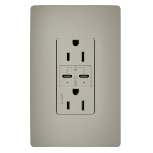Pass and Seymour Radiant 65W USB Outlet Type C 15A Tamper-Resistant Nickel (R26USBPD65NICC6)