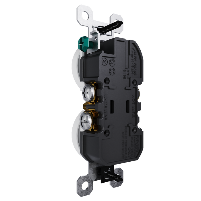 Pass and Seymour Trademaster 15A 125V Duplex Receptacle Tamper-Resistant External Pressure Plated Weather-Resistant White (3232TREXWRW)