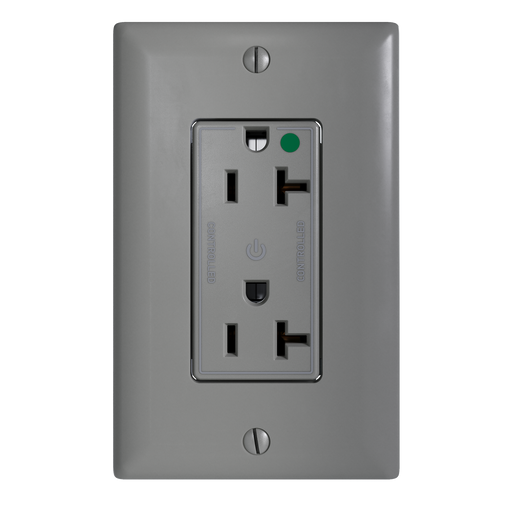 Pass and Seymour Plugtail Tamper-Resistant Decorator Dual Controlled 20A 125V Hospital-Grade Receptacle Gray (PTTR26362HGCDGRY)