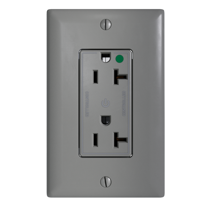 Pass and Seymour Plugtail Tamper-Resistant Decorator Dual Controlled 20A 125V Hospital-Grade Receptacle Gray (PTTR26362HGCDGRY)