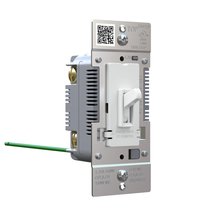 Pass and Seymour Trademaster Toggle Slide LED Dimmer 150W Single Pole 3-Way White 10-Pack (TSDL153PW10PK)