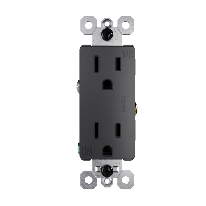 Pass and Seymour Radiant 15A 125V External Pressure Plated Outlet Tamper-Resistant Weather-Resistant Black (885TREXWRBK)