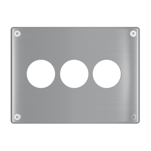 Pass and Seymour Mighty Mac WPP Series Security Wall Plate Round Receptacle Opening 3-Gang 14-Gauge Stainless Steel Brushed Stainless Steel Torx T-20 Head Fasteners (WPP63N911PS)