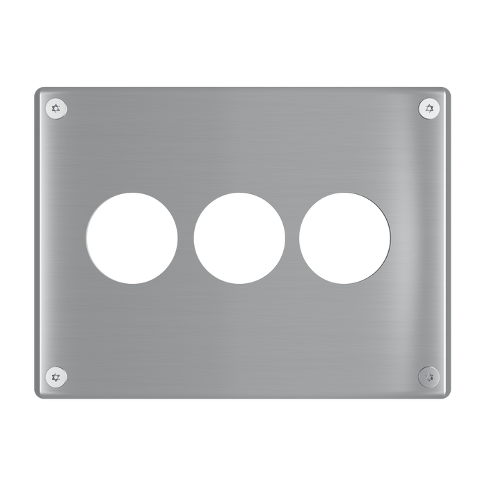 Pass and Seymour Mighty Mac WPP Series Security Wall Plate Round Receptacle Opening 3-Gang 14-Gauge Stainless Steel Brushed Stainless Steel Torx T-20 Head Fasteners (WPP63N911PS)