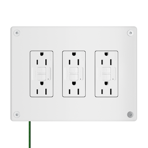 Pass and Seymour Mighty Mac WPP Series Security Wall Plate Decorator Opening 3-Gang 10-Gauge Steel White Allen Head Fasteners (WPPA3G2PS)