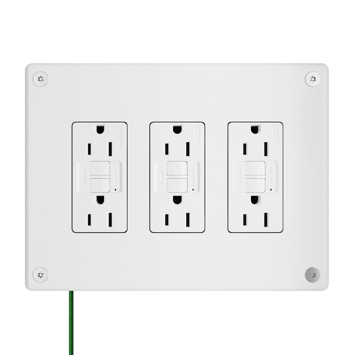 Pass and Seymour Mighty Mac WSP Series Security Wall Plate Decorator Opening 3-Gang 10-Gauge Steel White Allen Head Fasteners (WSPA3G2PS)