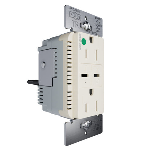 Pass and Seymour 65W Hospital Grade USB Outlet Type C 15A Tamper-Resistant Light Almond (TR15HUSBPD65LA)