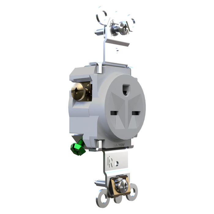 Pass and Seymour Weather-Resistant Tamper-Resistant Single Receptacle 20A/250V Side/Back Wire Gray (WR5871TRGRY)