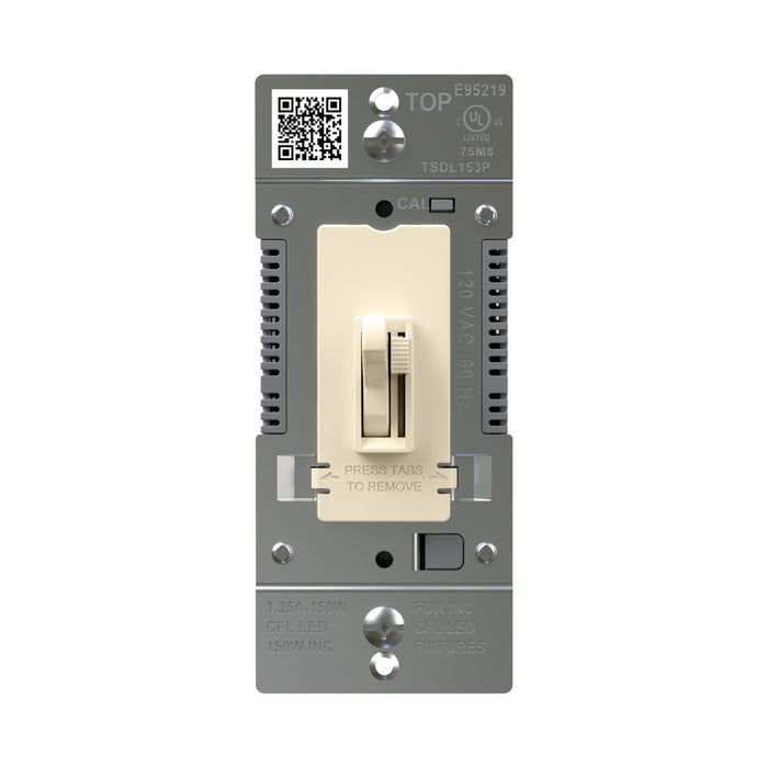 Pass and Seymour Trademaster Toggle Slide LED Dimmer 150W Single Pole 3-Way Light Almond (TSDL153PLA)