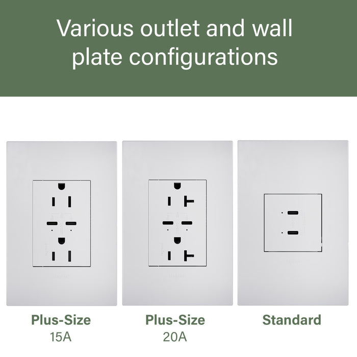 Pass and Seymour Adorne 65W USB Outlet Module Type C White (ARUSB65PDW4)