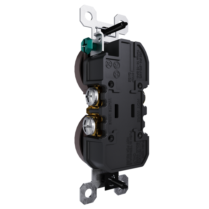 Pass and Seymour Trademaster 15A 125V Duplex Receptacle Tamper-Resistant External Pressure Plated Weather-Resistant Brown (3232TREXWR)