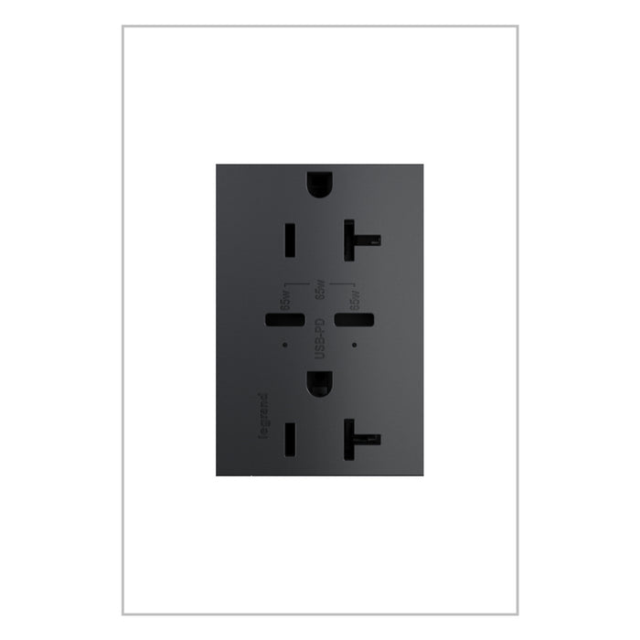 Pass and Seymour Adorne 65W USB Outlet Plus-Size Type C 20A Tamper-Resistant Graphite (ARTRUSB20PD65G4)