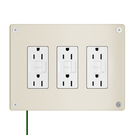 Pass and Seymour Mighty Mac WPP Series Security Wall Plate Decorator Opening 3-Gang 14-Gauge Stainless Steel Ivory Torx T-20 Head Fasteners (WPP33G1IVYPS)