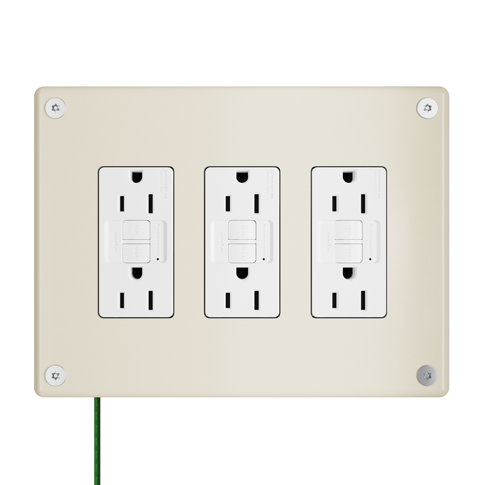 Pass and Seymour Mighty Mac WPP Series Security Wall Plate Decorator Opening 3-Gang 14-Gauge Stainless Steel Ivory Torx T-20 Head Fasteners (WPP33G1IVYPS)
