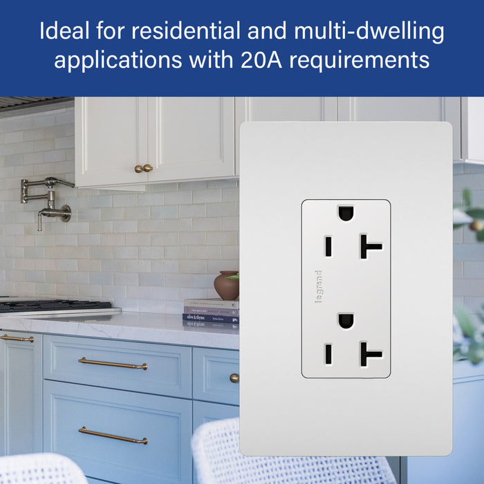 Pass and Seymour Radiant Tamper-Resistant Decorator Receptacle 20A 125V Self-Grounding Ivory (885TR20SI)